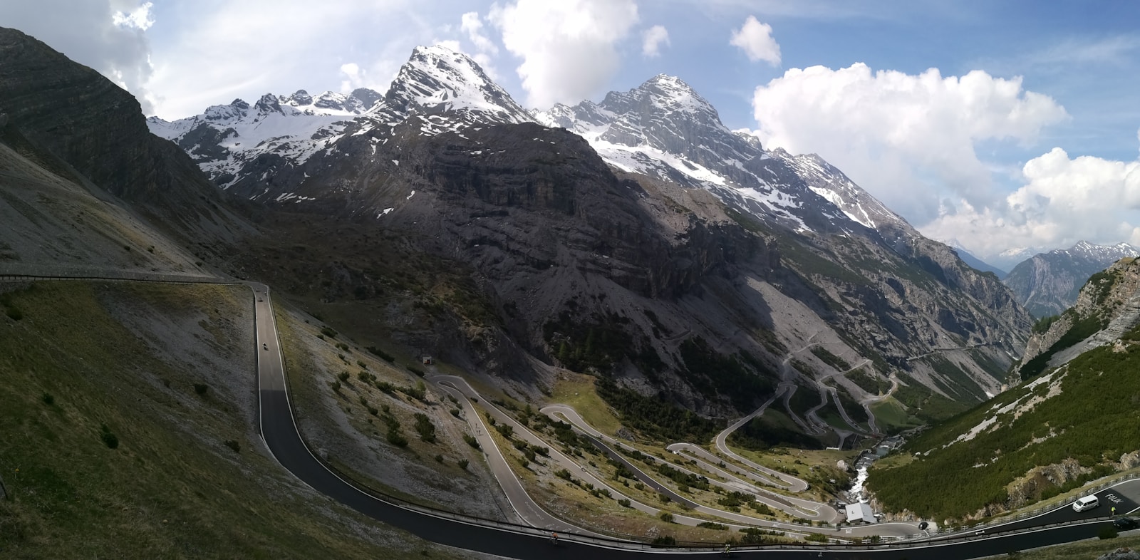 Alpine gravel road on the Stelvio Pass