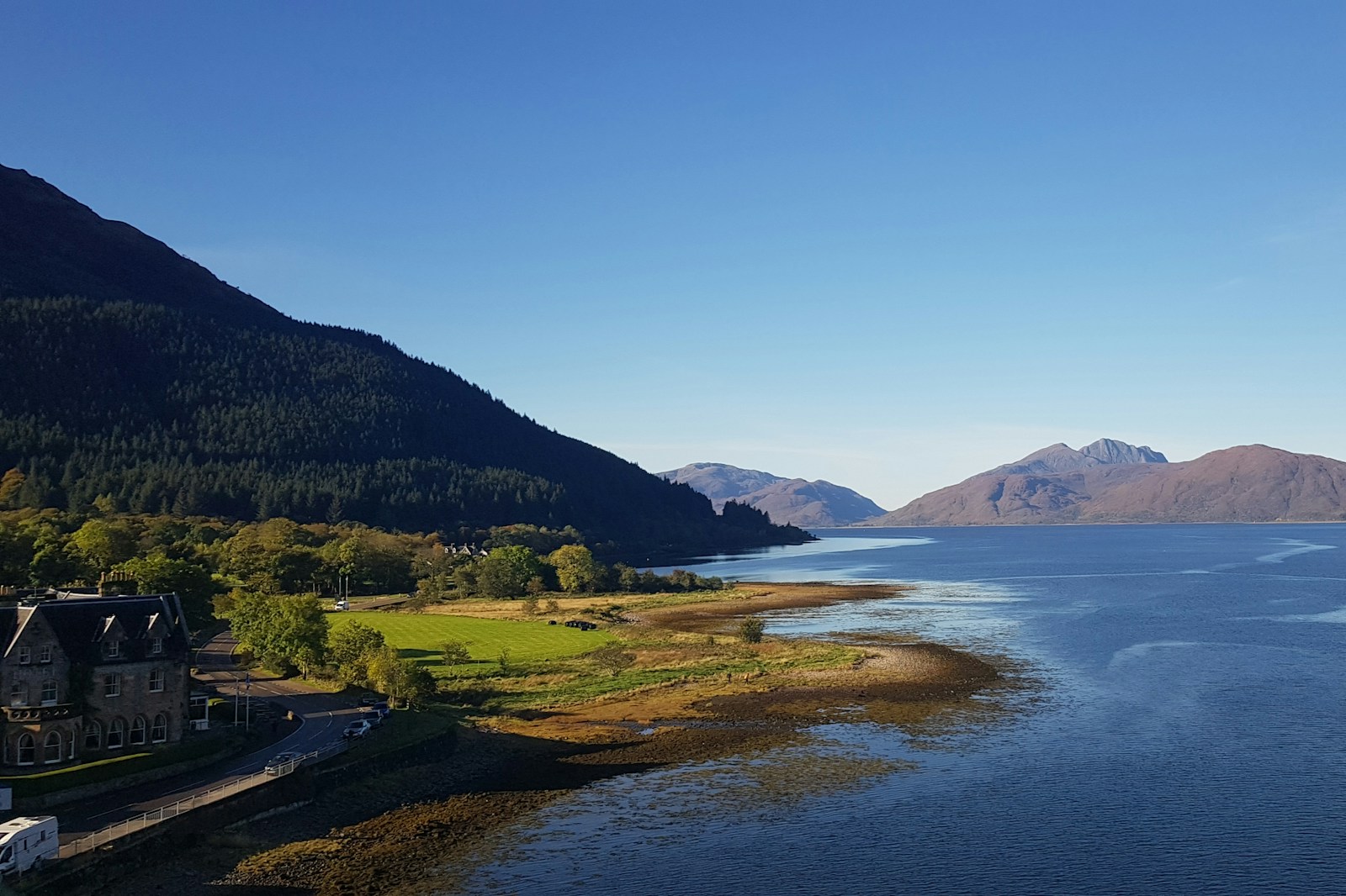 Small Highland hotel surrounded by hills and lochs